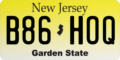NJ license plate B86HOQ