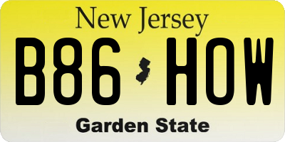 NJ license plate B86HOW