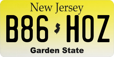 NJ license plate B86HOZ