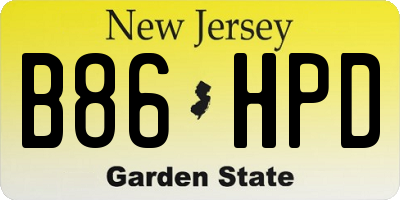 NJ license plate B86HPD
