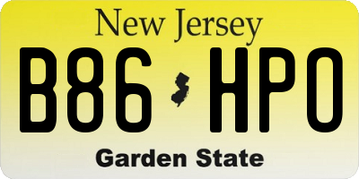 NJ license plate B86HPO