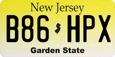 NJ license plate B86HPX