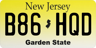 NJ license plate B86HQD
