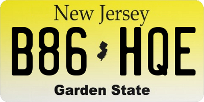 NJ license plate B86HQE