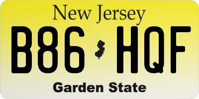 NJ license plate B86HQF