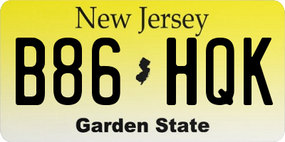 NJ license plate B86HQK