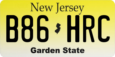 NJ license plate B86HRC