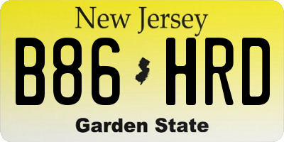 NJ license plate B86HRD