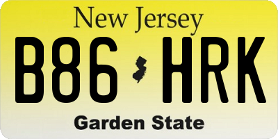 NJ license plate B86HRK