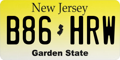 NJ license plate B86HRW