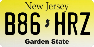 NJ license plate B86HRZ