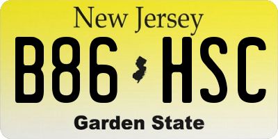 NJ license plate B86HSC