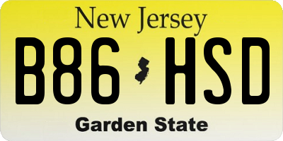 NJ license plate B86HSD
