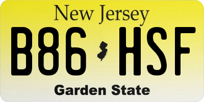 NJ license plate B86HSF