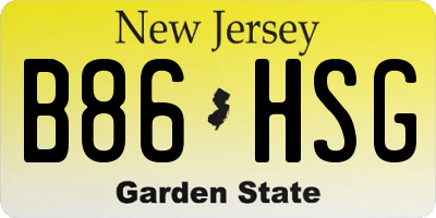 NJ license plate B86HSG
