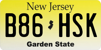 NJ license plate B86HSK