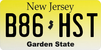 NJ license plate B86HST