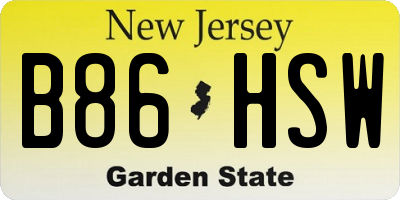 NJ license plate B86HSW