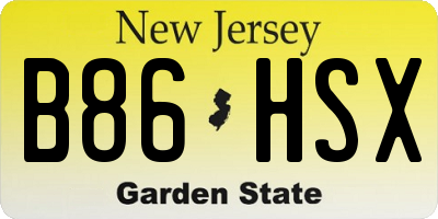 NJ license plate B86HSX