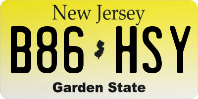 NJ license plate B86HSY