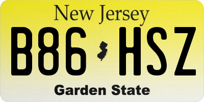 NJ license plate B86HSZ