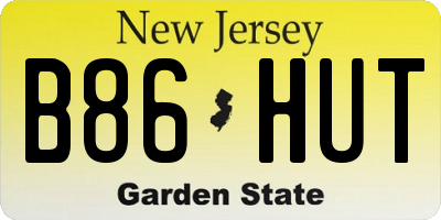 NJ license plate B86HUT