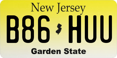 NJ license plate B86HUU