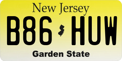 NJ license plate B86HUW
