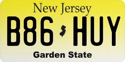 NJ license plate B86HUY
