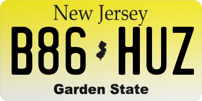 NJ license plate B86HUZ