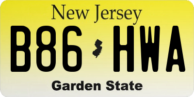 NJ license plate B86HWA