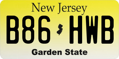 NJ license plate B86HWB