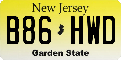 NJ license plate B86HWD