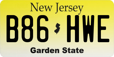 NJ license plate B86HWE