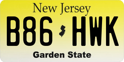 NJ license plate B86HWK