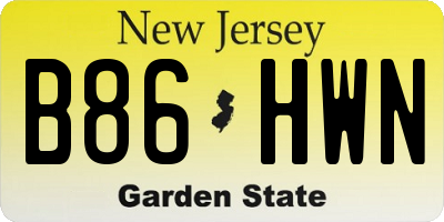 NJ license plate B86HWN