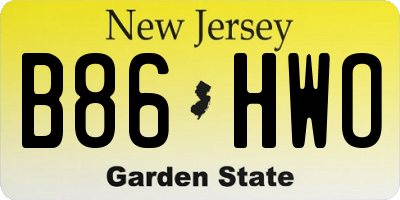 NJ license plate B86HWO