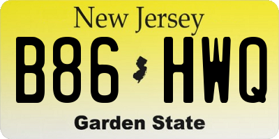NJ license plate B86HWQ