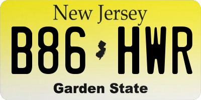 NJ license plate B86HWR