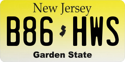NJ license plate B86HWS