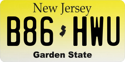 NJ license plate B86HWU