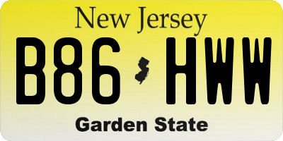 NJ license plate B86HWW