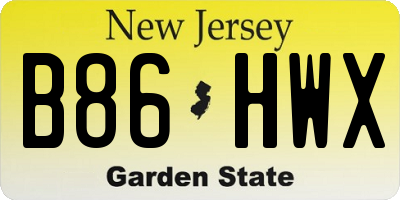 NJ license plate B86HWX
