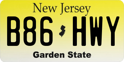 NJ license plate B86HWY