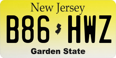 NJ license plate B86HWZ