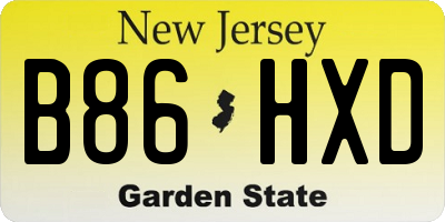 NJ license plate B86HXD