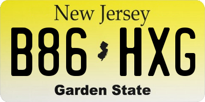 NJ license plate B86HXG
