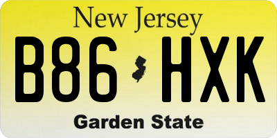 NJ license plate B86HXK