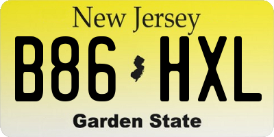 NJ license plate B86HXL