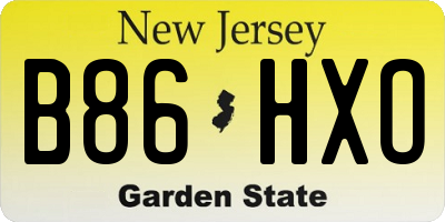 NJ license plate B86HXO